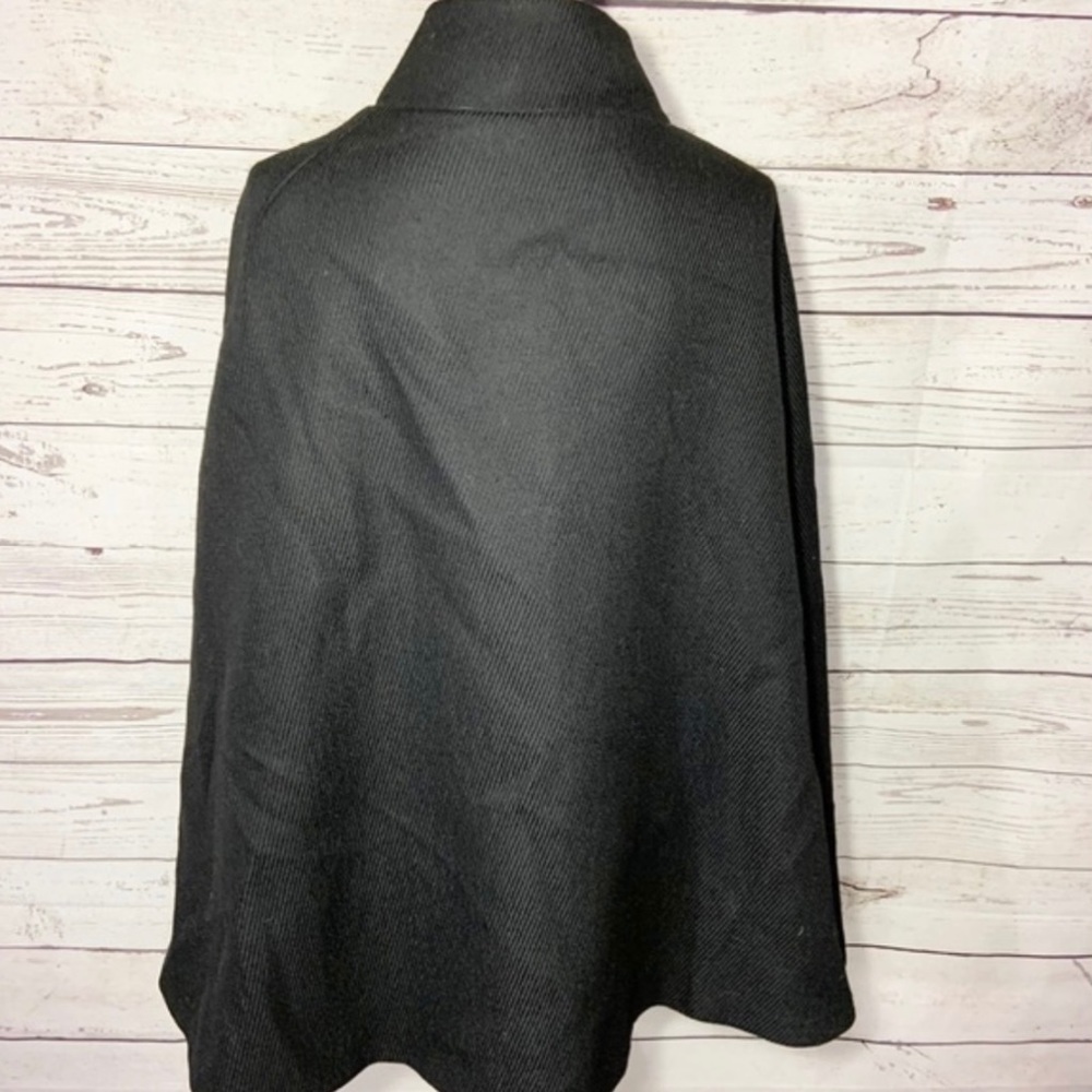 Tibi Black Virgin Wool Cape Coat with Optional Belt - Picture 5 of 7